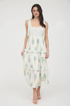 FLORAL BOUQUET PRINT TIE STRAP DRESS (S-L)