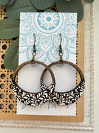 Boho damask all wood lightweight hoops 
