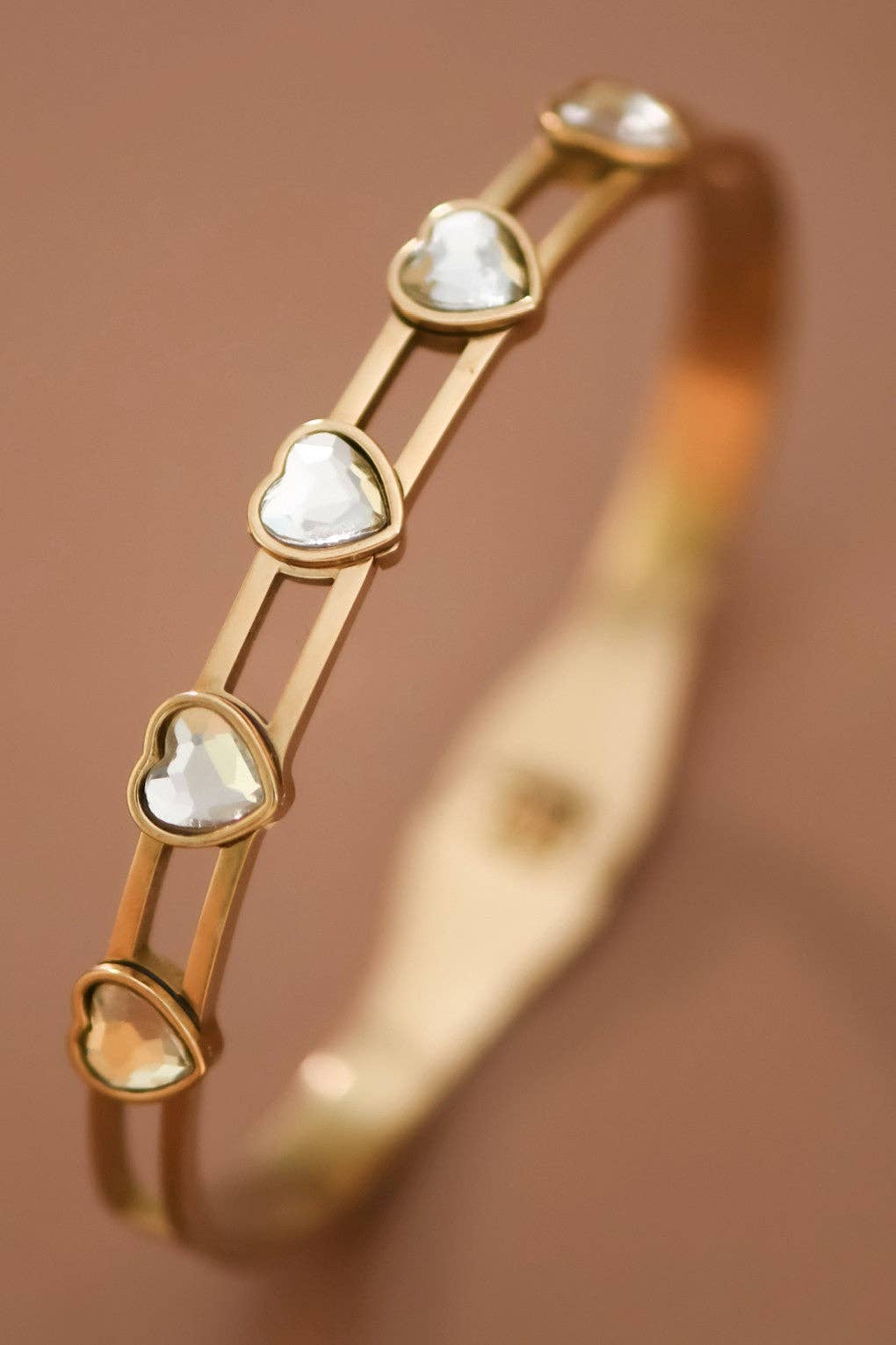 18K Gold Plated Waterproof Stainless Steel Bangle w/hearts