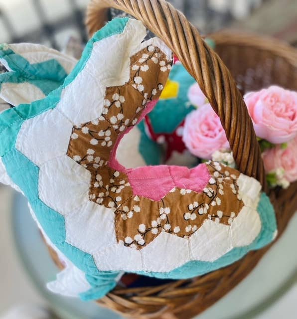 SALE!!! Vintage Fabric Easter Bunny made from upcycled quilts
