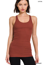STRETCHY RIBBED KNIT RACERBACK TANK (S-XL)(2 Colors)