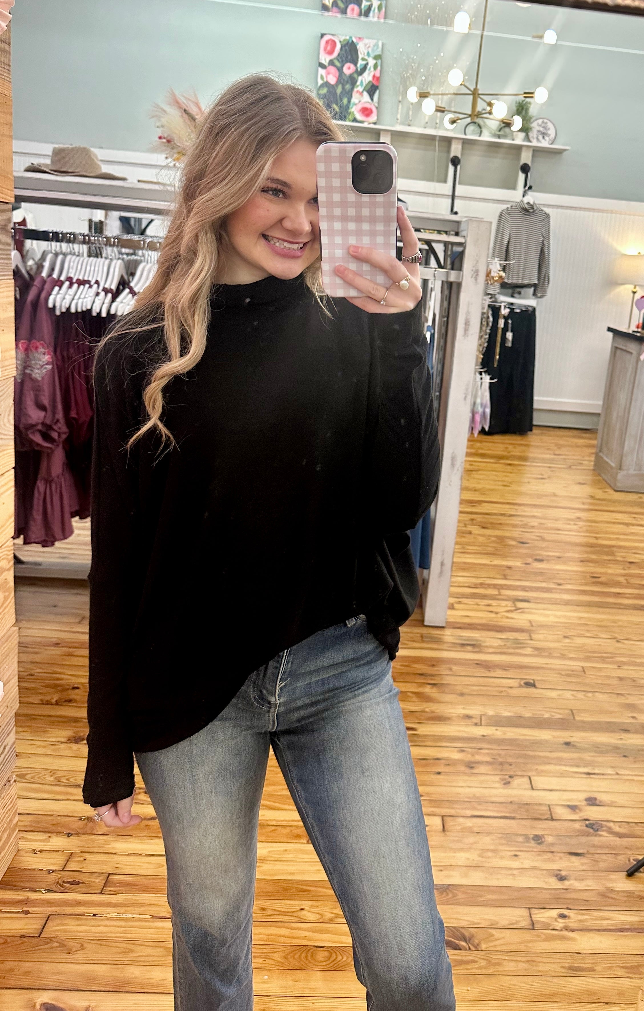 Draped Oversized Turtleneck Dolman Sleeve Top (S-L)