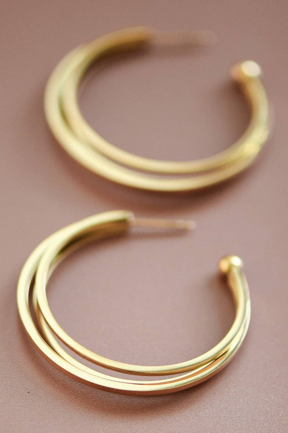 18K Gold Plated Waterproof Stainless Steel Hoop Earrings