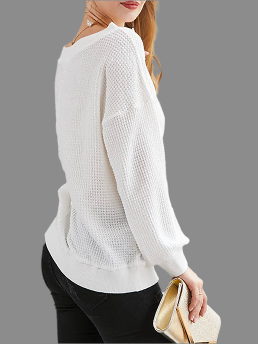 The Ella Waffle Weave Vneck (S-XL)