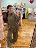 2-Piece Cowl Neck Ribbed Set