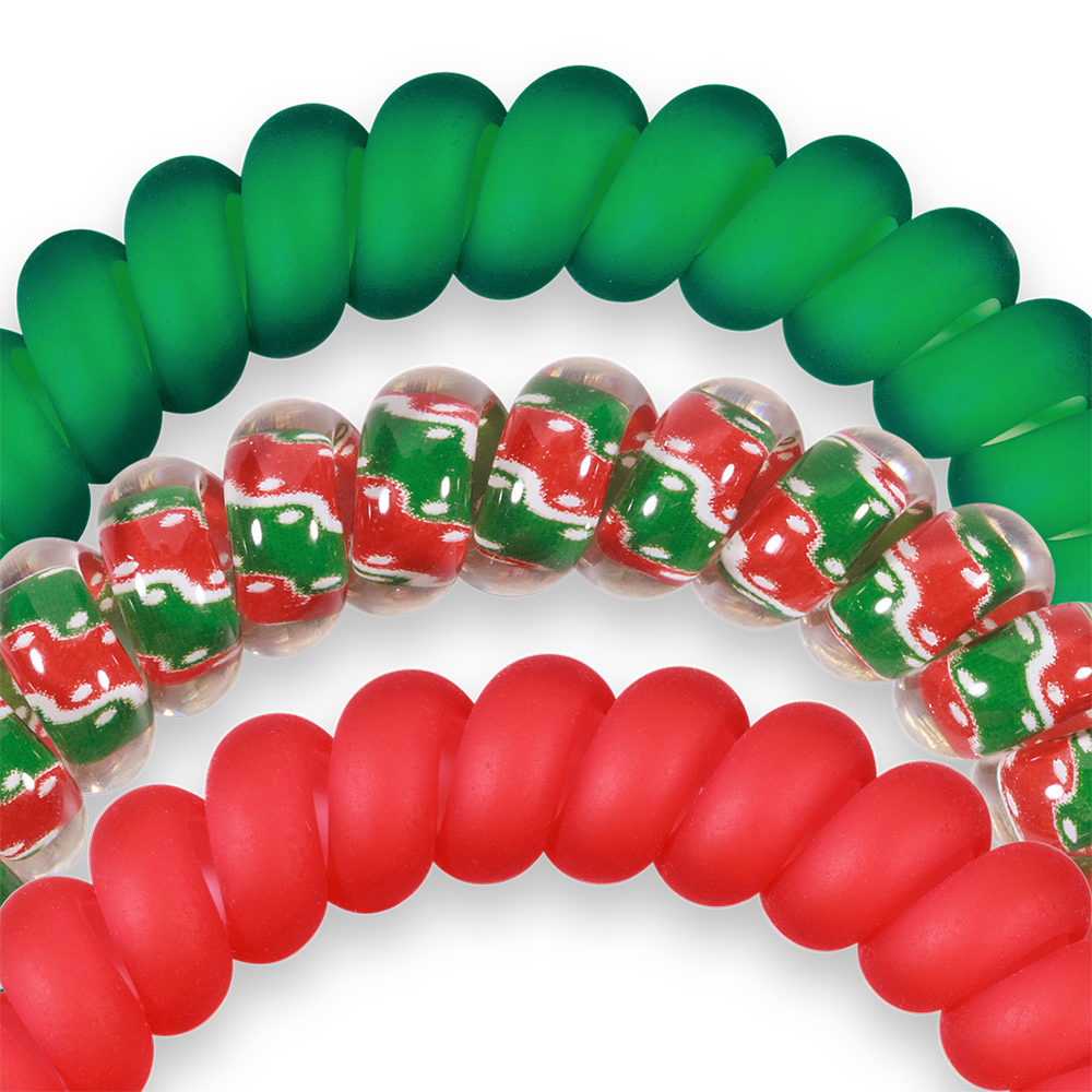 TELETIES - Spiral Hair Coils | Small | Naughty or Nice Hair Ties