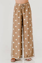 Womens Drawstring Boho Wide Leg Pants (S-XL)