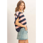 Striped Crew Neck Top (S-L)