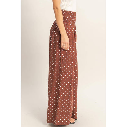 Polka Dot Elastic Wide-Leg Pants (S-L)