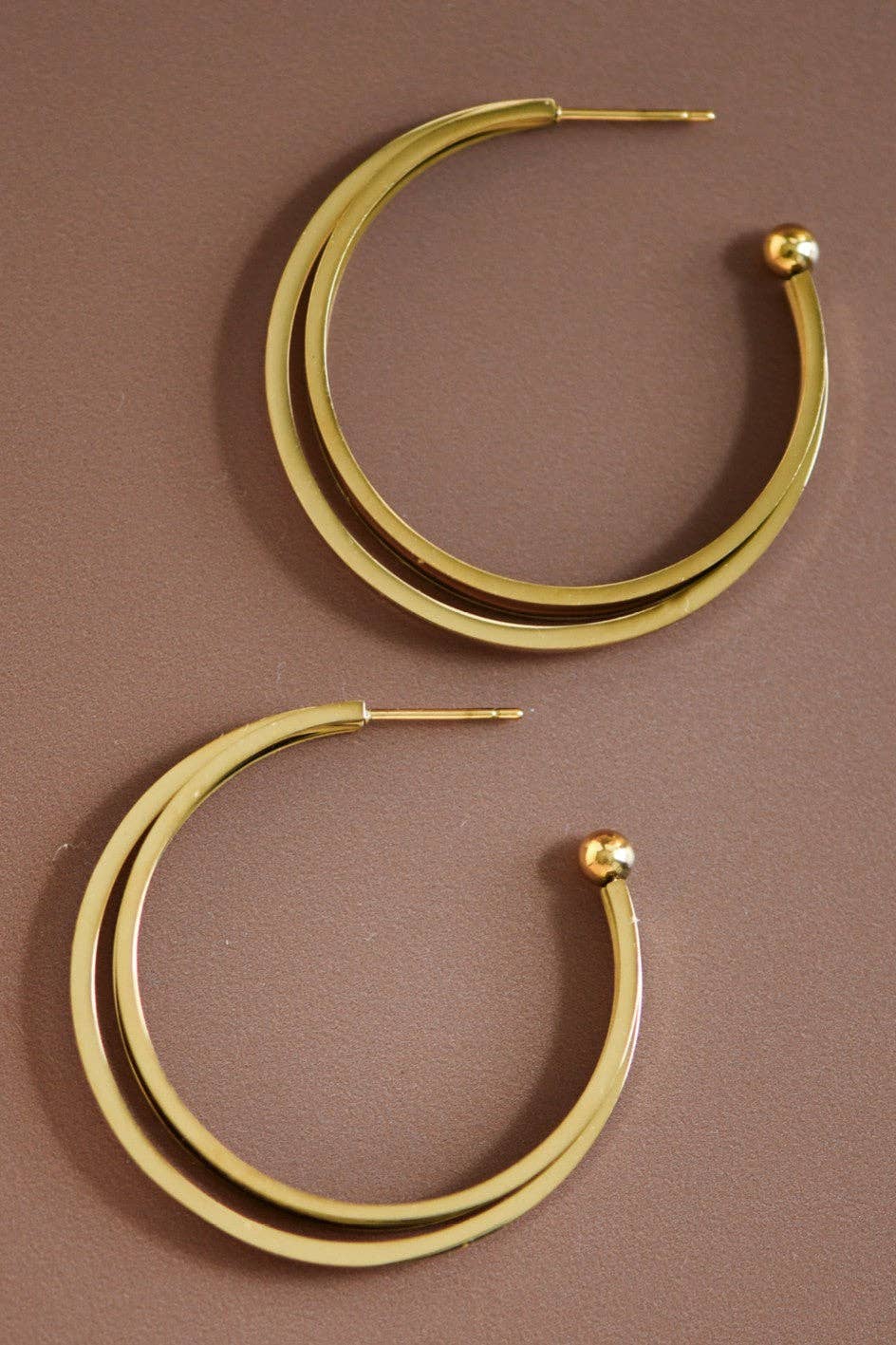 18K Gold Plated Waterproof Stainless Steel Hoop Earrings