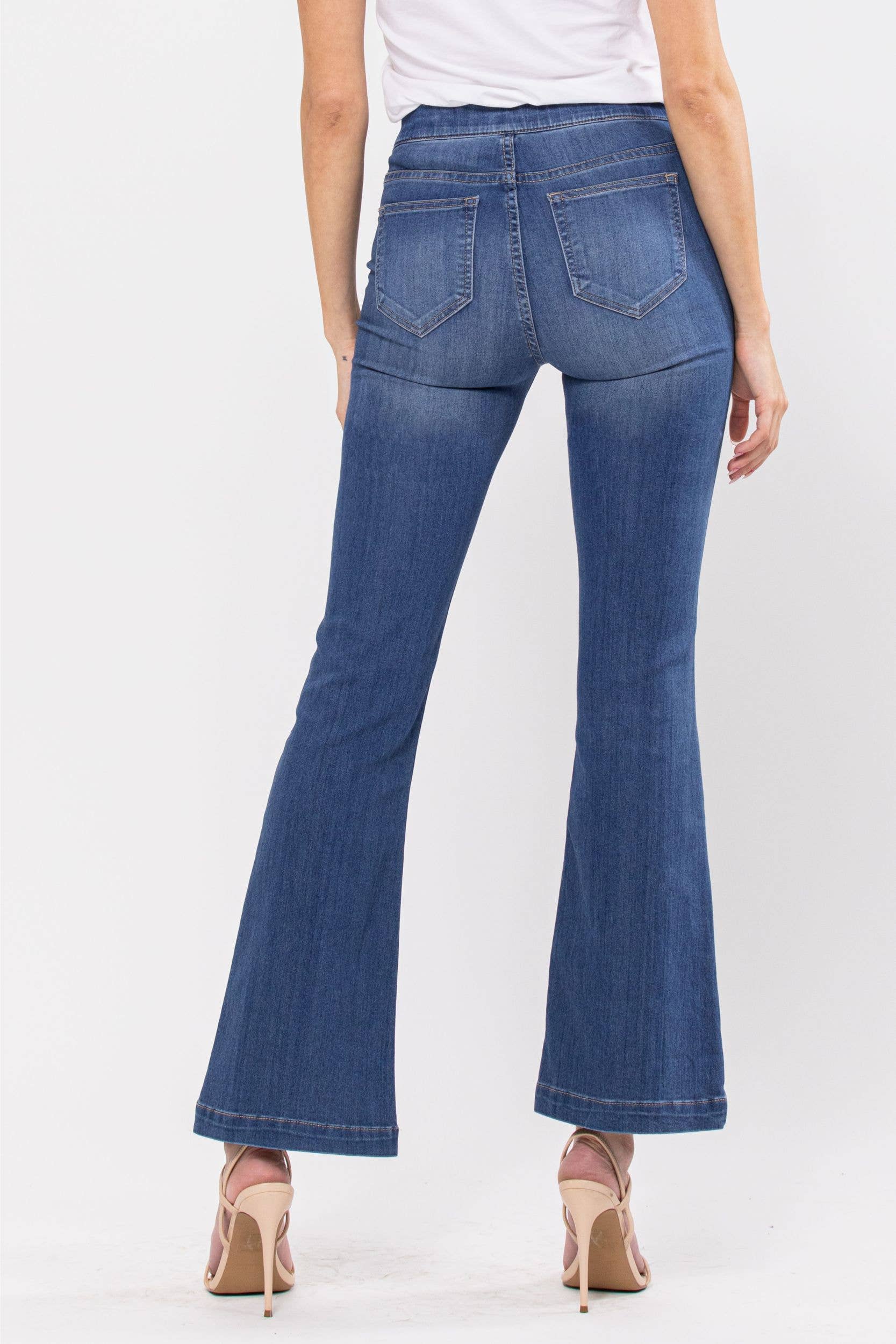 Cello Jeans - Medium Wash Flared Jegging 30" Inseam (PETITE)