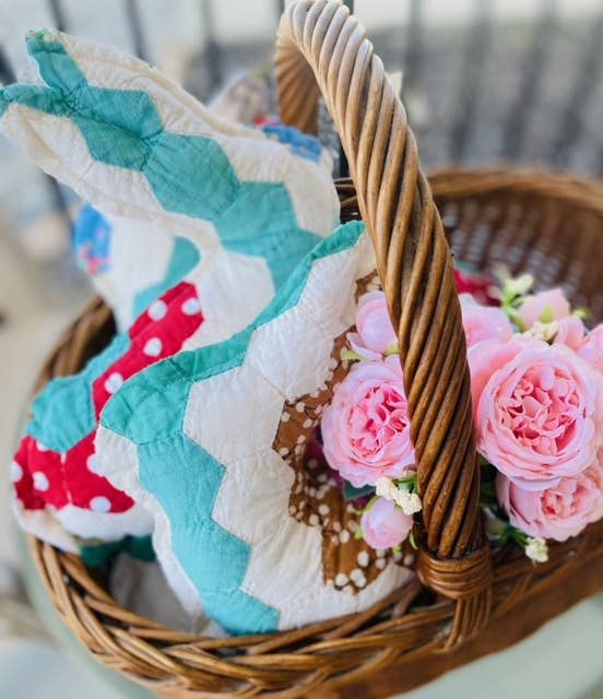 SALE!!! Vintage Fabric Easter Bunny made from upcycled quilts