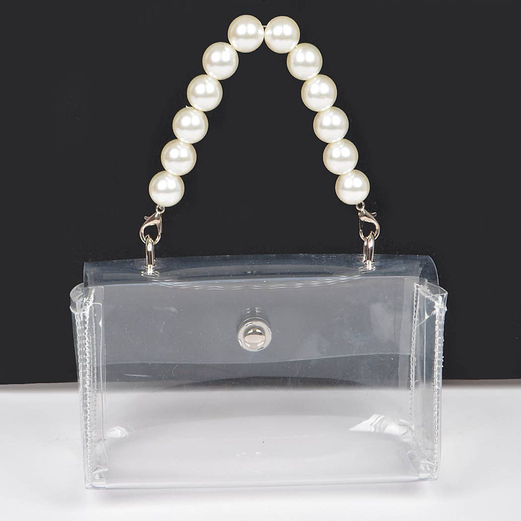 Transparent Clear Pearl Handle Bag