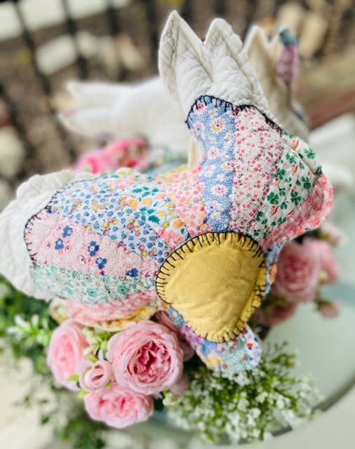 SALE!!! Vintage Fabric Easter Bunny made from upcycled quilts