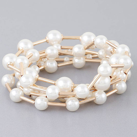 Multi Pearl Wire Bracelet