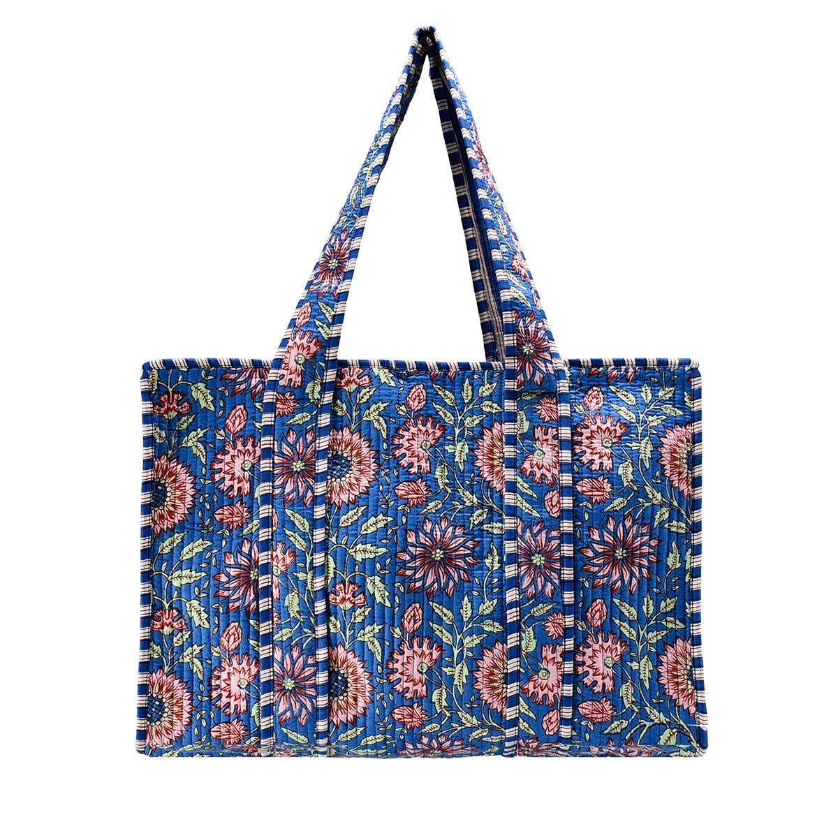 The Deena Cotton Block Print Tote Bag- Small