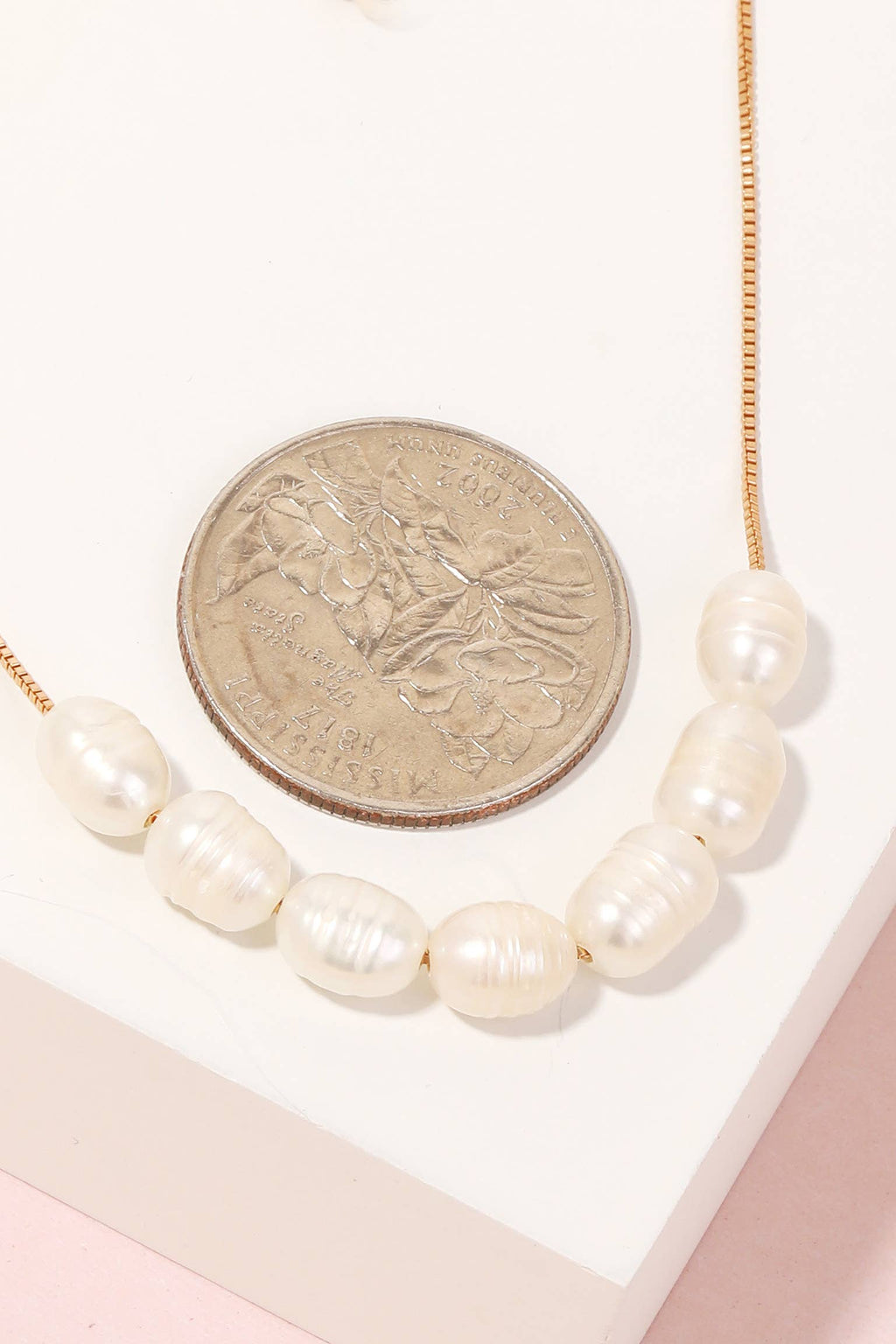 Pearly Bead Charms Dainty Chain Necklace