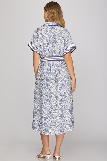 The Janie Midi Dress in Blue (S-L)