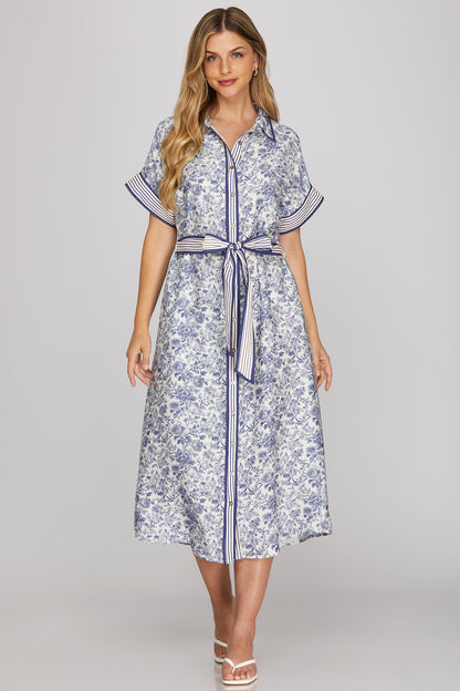 The Janie Midi Dress in Blue (S-L)