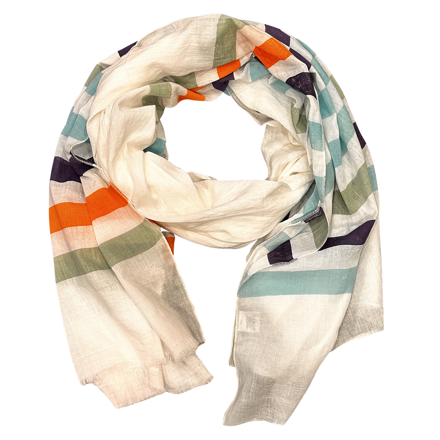 Cotton Scarf Lightweight with Brilliant Stripes