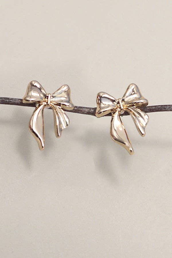 BOW STUD EARRINGS (Gold)