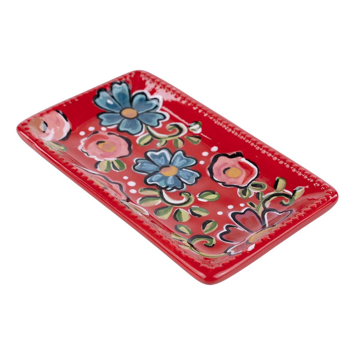 Glory Haus - Red Floral Trinket Tray