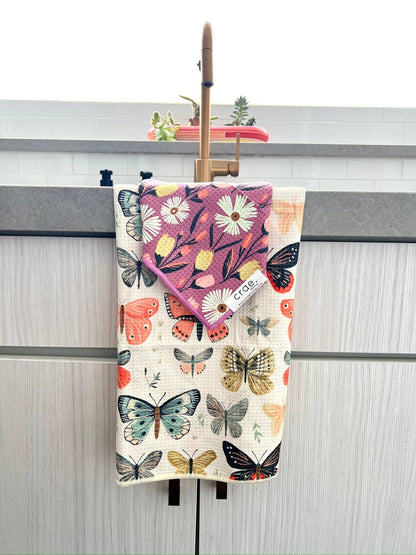Crae.Home - 🦋Wings/Flower Farm: Double Sided-Dish Towel/Dish Cloth Set