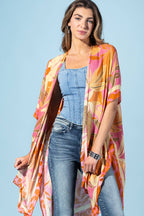 Coral Petals Viscose Kimono (OSFA)
