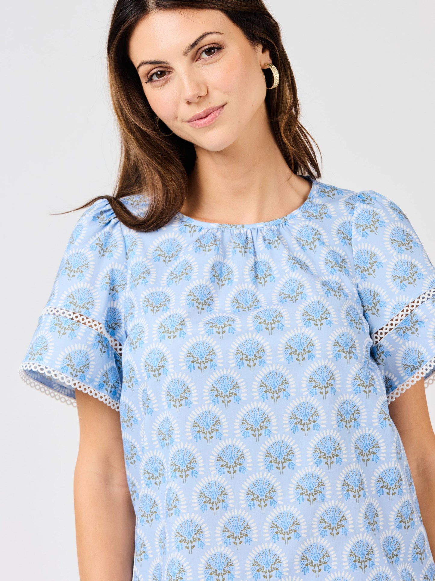 Tabby Top | Sunshower Flora Blue (S-L)