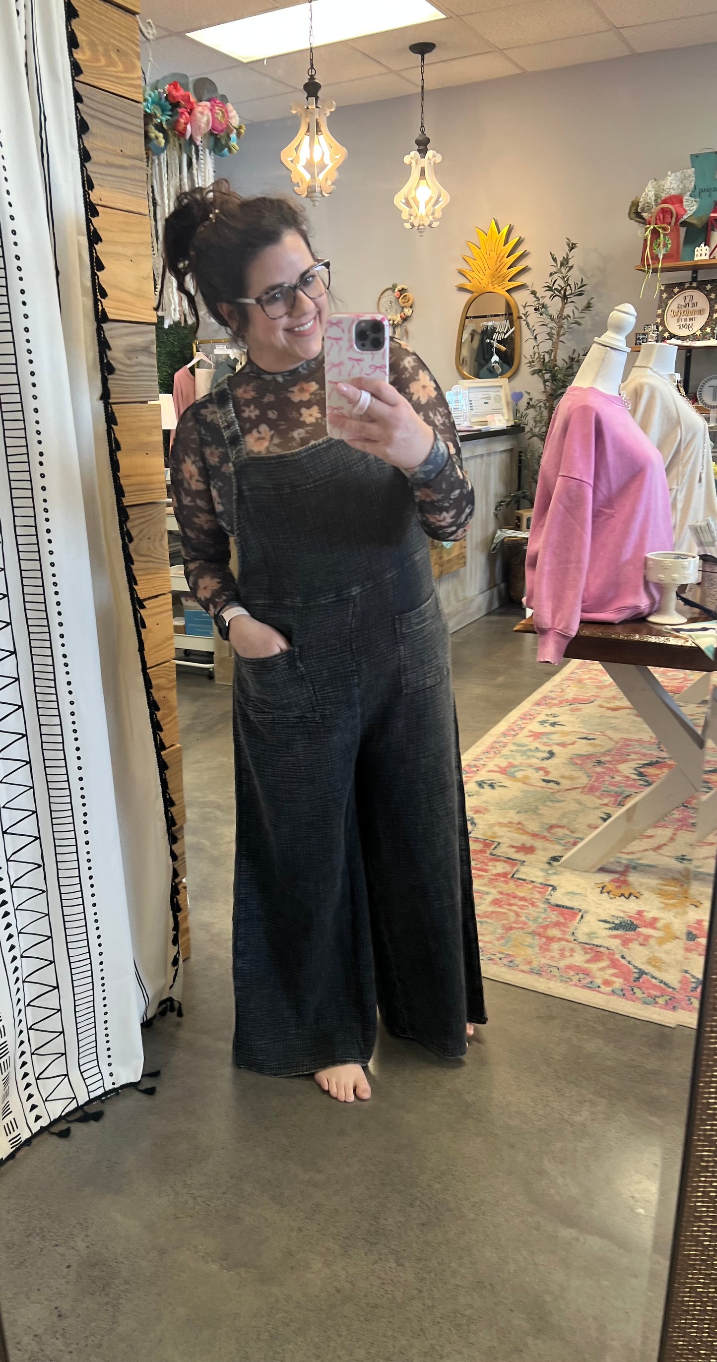 The Jessie Wide Leg Gauze Overalls (S-L)