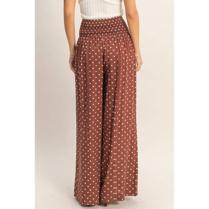 Polka Dot Elastic Wide-Leg Pants (S-L)