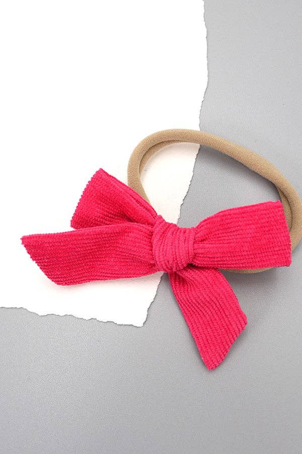 CORDUROY BOW HAIR TIES | (FUCHSIA or GREEN)