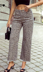 The Kimberly Leopard Frayed Jeans (Sizes 4-16)