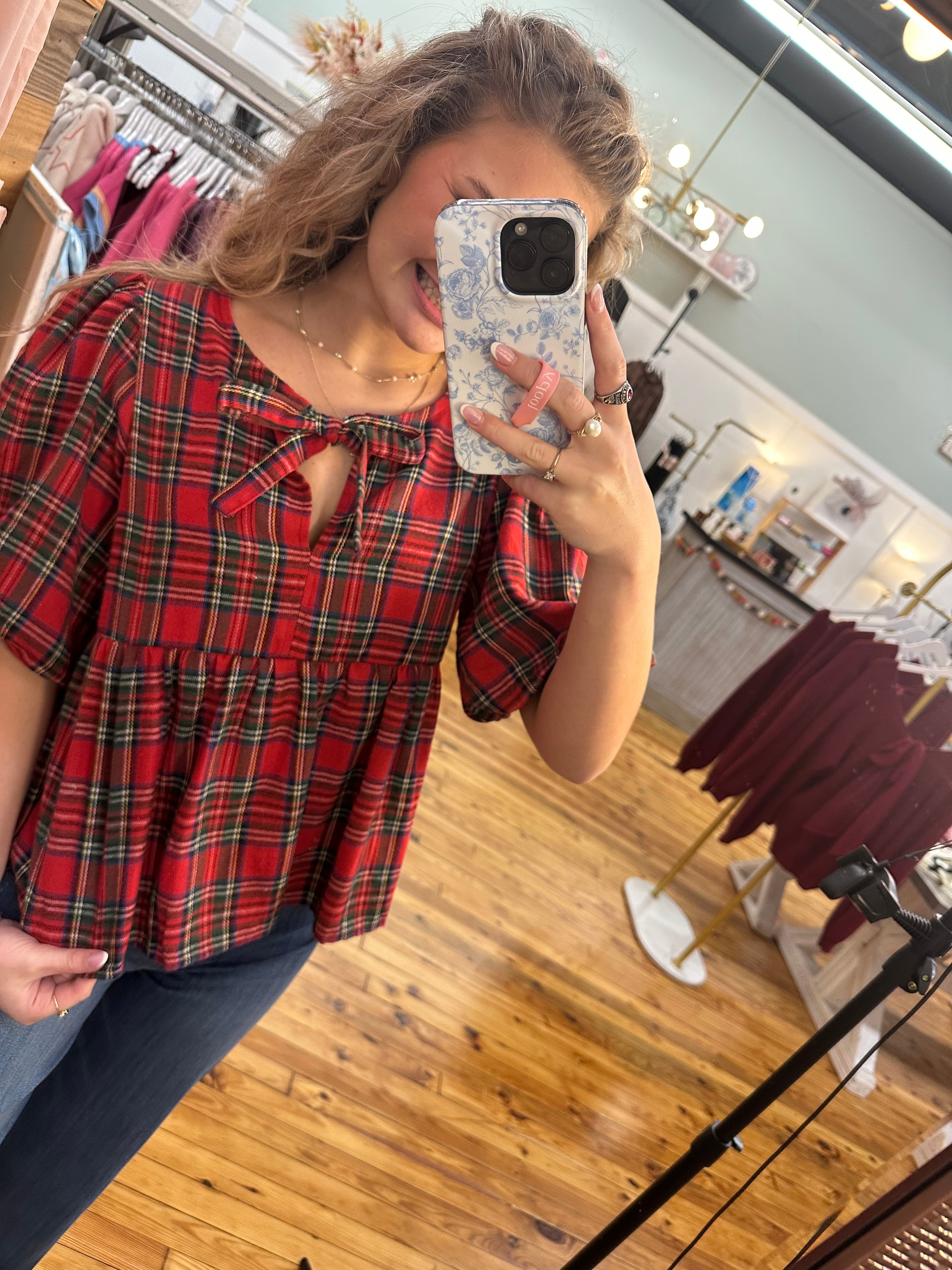 The Plaid Baby Doll Top (S-L)