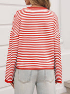 Striped Color Block Cardigan Sweater | Long Sleeve Casual Open Front (S-XL)