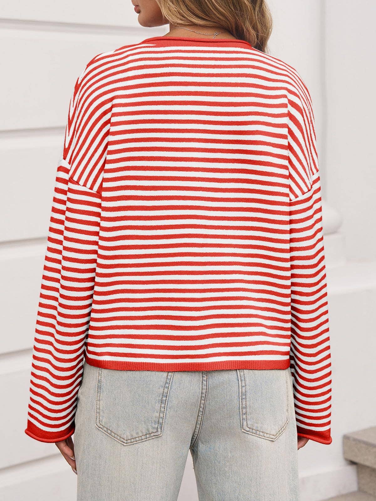 Striped Color Block Cardigan Sweater | Long Sleeve Casual Open Front (S-XL)