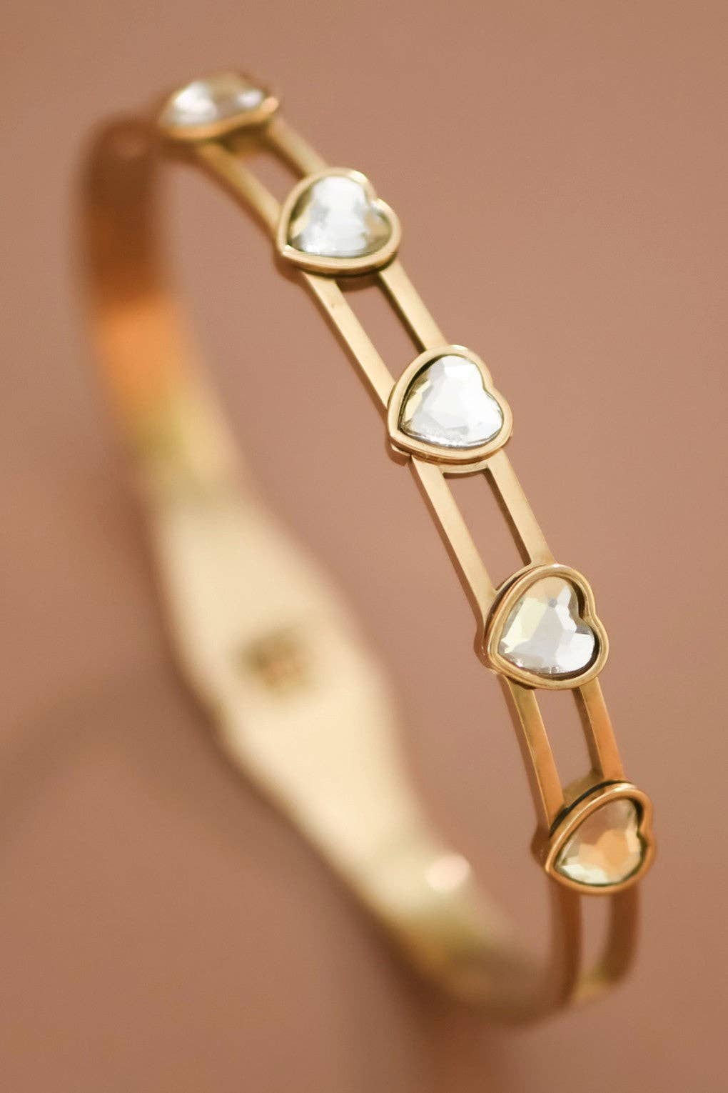 18K Gold Plated Waterproof Stainless Steel Bangle w/hearts