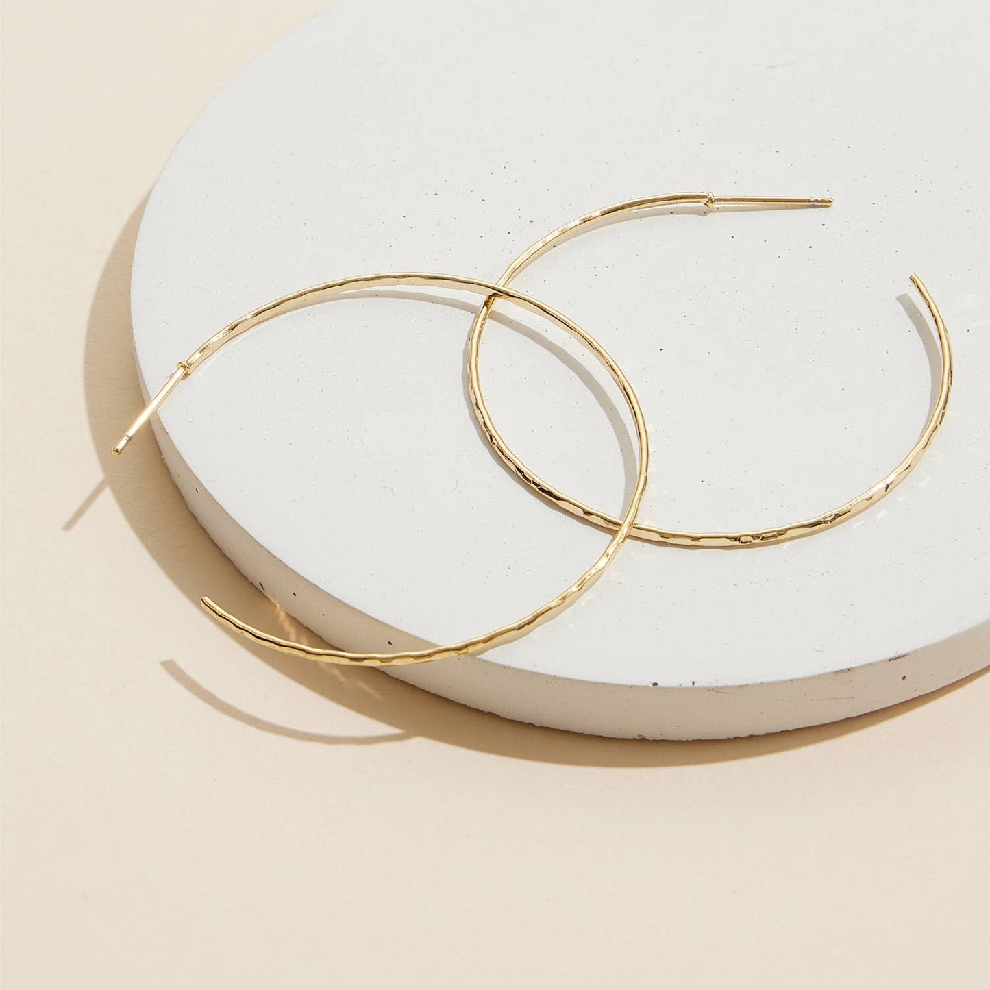 18K Gold Dip Wire Open Hoop Earrings