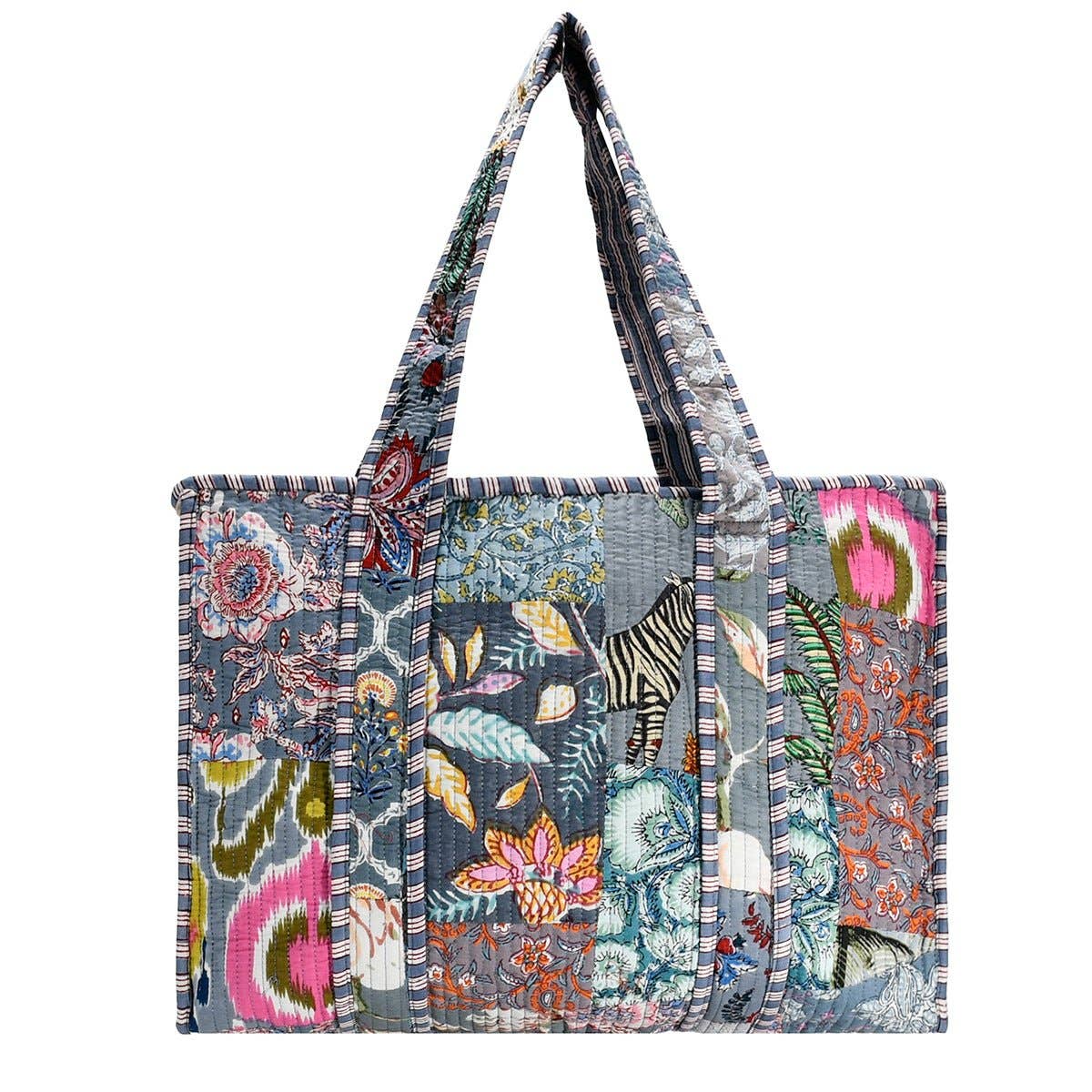 The Cynthia Cotton Fabric Patch Block Print Tote Bag