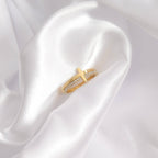 18K Gold PVD Engraved Bible Verse CZ Cross Ring Gift