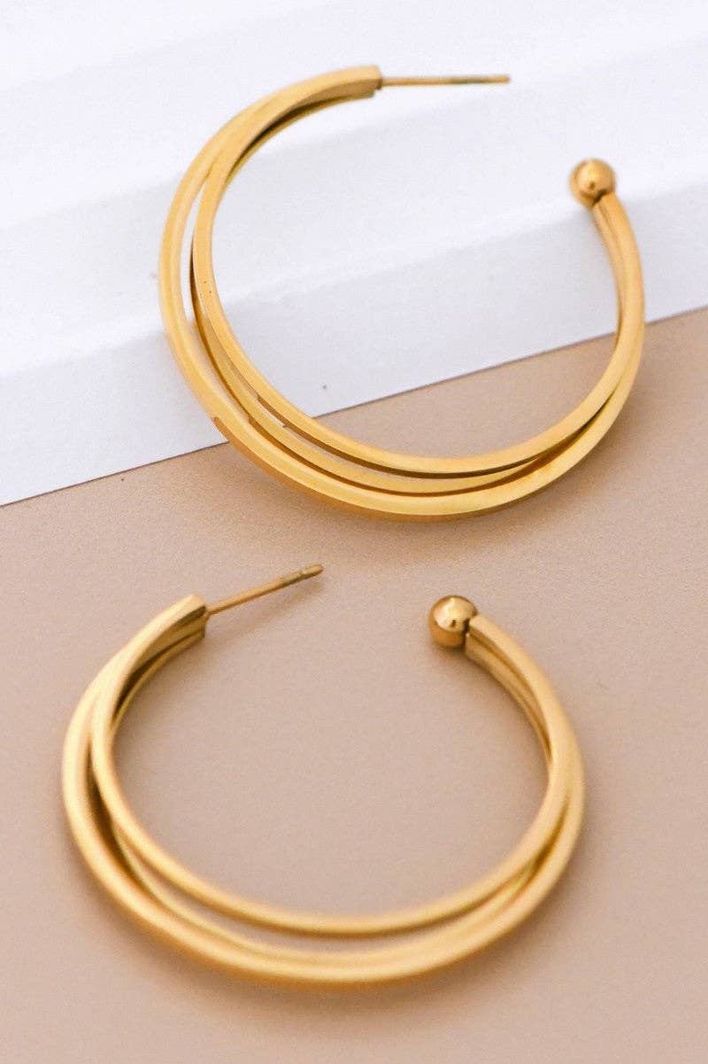 18K Gold Plated Waterproof Stainless Steel Hoop Earrings