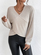 SALE! V-Neck Cross Loose Long Sleeves Blouse (S-2X)