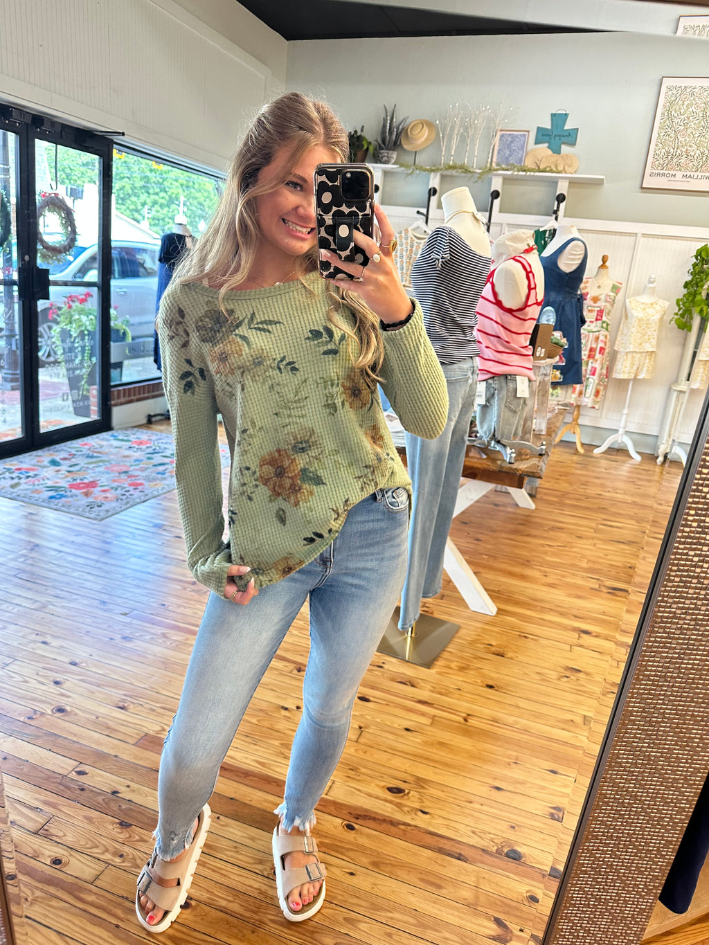Flower print long sleeve top (S-L)