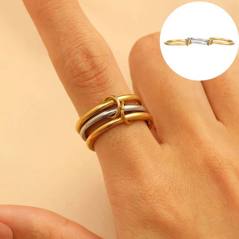 Stainless Steel Stackable Plain Band Rings Linked (2 Options)