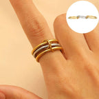 Stainless Steel Stackable Plain Band Rings Linked (2 Options)