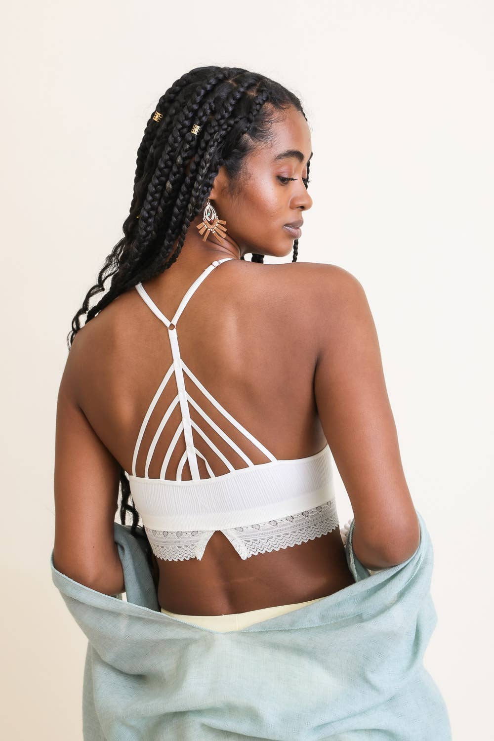 Lace Trim High Neck Bralette – Stylish & Soft Fit
