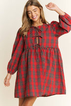 The Plaid Bow Baby Doll Dress (S-L)
