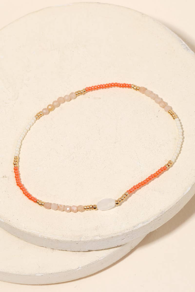 Dainty Bead Oval Charm Bracelet (2 Colors)