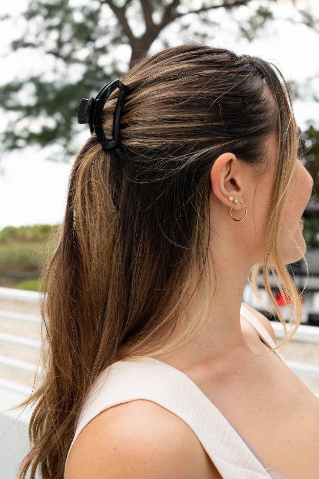 TELETIES - Open Hair Clip | Small | Jet Black