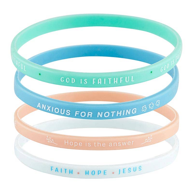 Faithworks Silicone Bracelet Set- God Is Faithful - 4pc